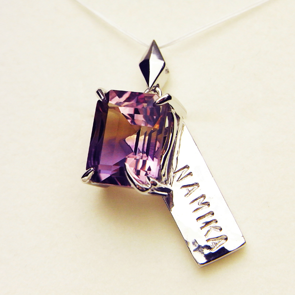 アメトリンのネックレス 後ろのプレート SV925 アメトリンオクタゴンカット 写真3