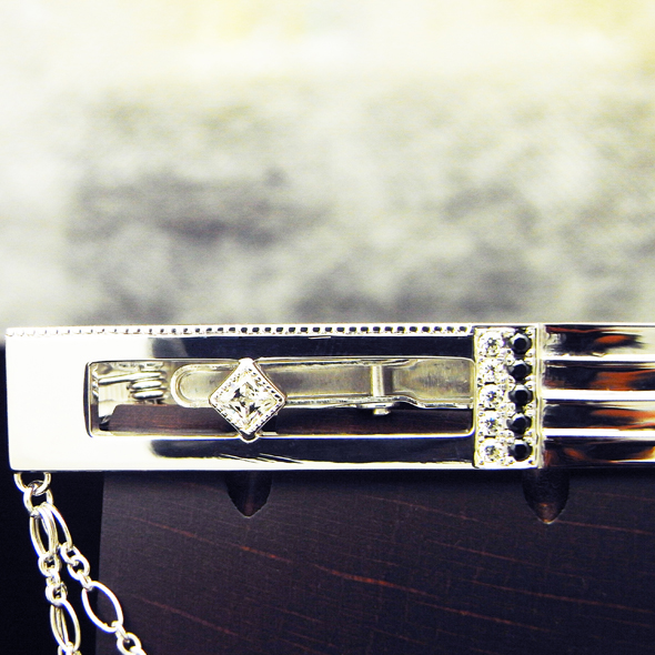 ジルコニアのネクタイピン 拡大図 SV925 キュービックジルコニア 写真3