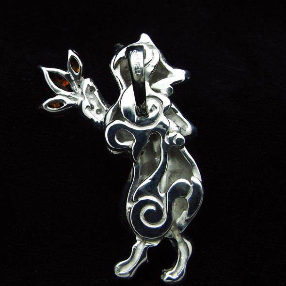 GIGA「戯ける(おどける)」 ロジウムカラー 裏のデザイン SV925 キュービックジルコニア 写真2