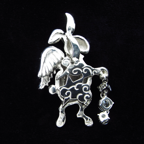 GIGA「照らす(てらす)」 ロジウムカラー 裏のデザイン SV925 キュービックジルコニア 写真3