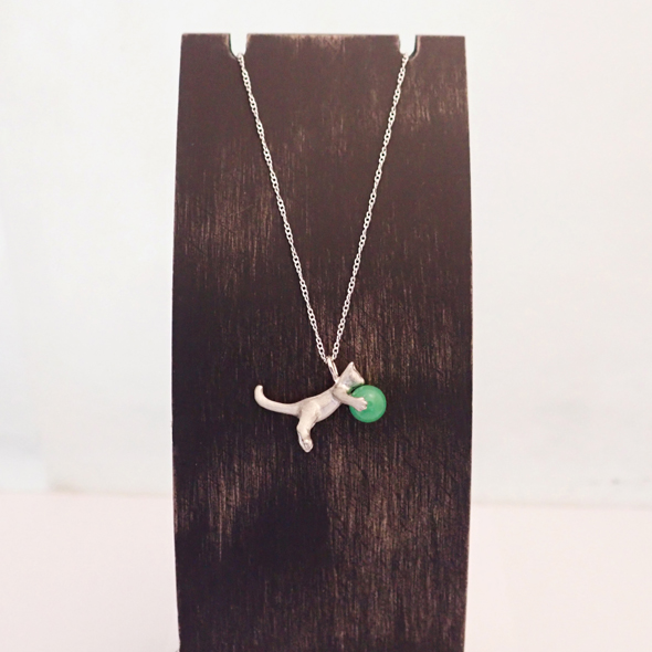 mignon ーこねこー 全体図 SV925 クリソプレーズ ネックレス ねこモチーフ 写真2