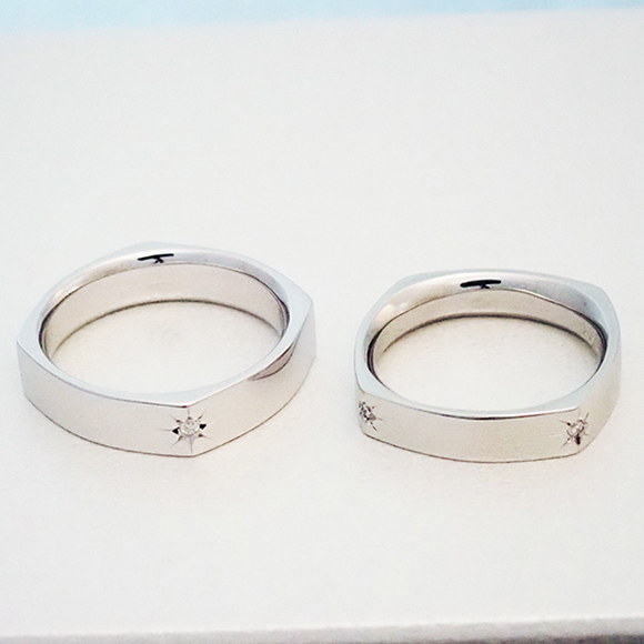 柔らかな四角のマリッジリング