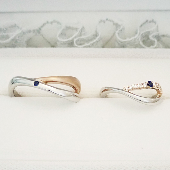 プラチナとピンクゴールドのマリッジリング