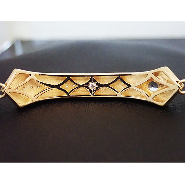 アクアマリンとダイヤモンドのブレスレット 裏側 K18イエローゴールド アクアマリン ダイヤモンド 写真3