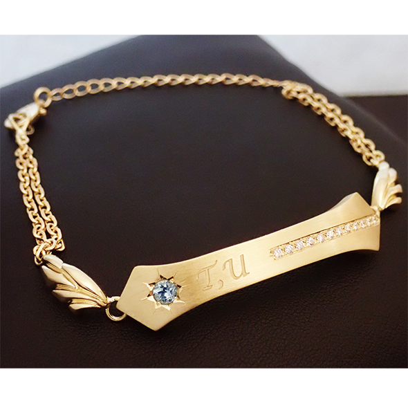 アクアマリンとダイヤモンドのブレスレット