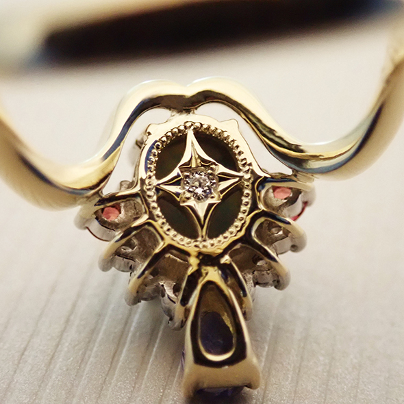 ダブレットオパールとアイオライトのコンビリング