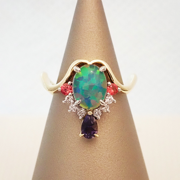 ダブレットオパールとアイオライトのコンビリング