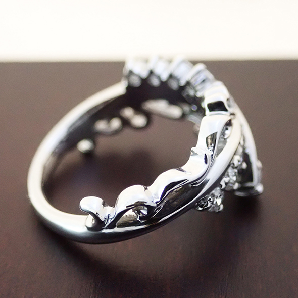 ダイヤモンドのマリッジリング 後ろから見た図 Pt900 ダイヤモンド 写真6