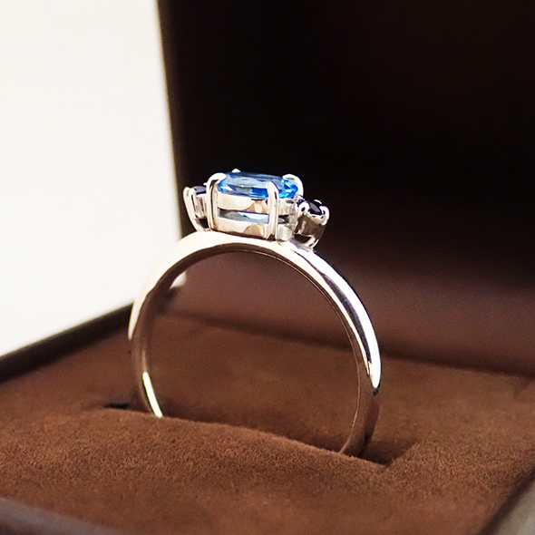 栖(スミカ)#3 側面図 Pt900 K18イエローゴールド SV925 ブルートパーズ サファイア 写真7