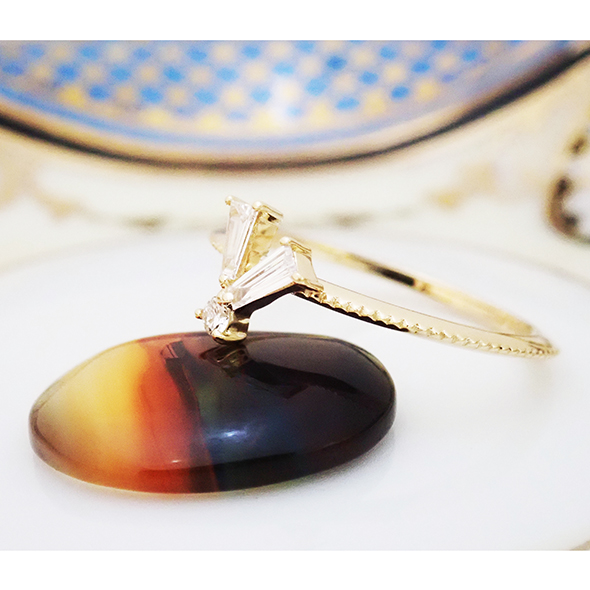 栖(スミカ)#5 側面図 Pt900 K14イエローゴールド SV925 ダイヤモンド 写真7