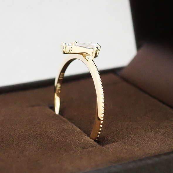 栖(スミカ)#5 全体の側面図 Pt900 K14イエローゴールド SV925 ダイヤモンド 写真4