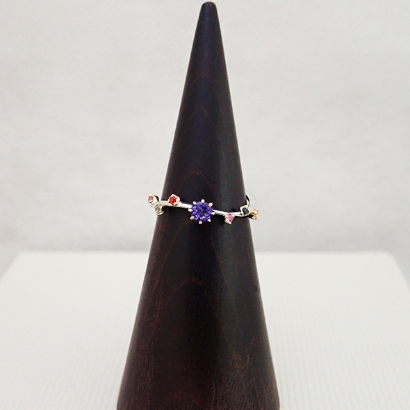 栖(スミカ)#6 正面図 Pt900 K14イエローゴールド タンザナイト カラーサファイア 写真2