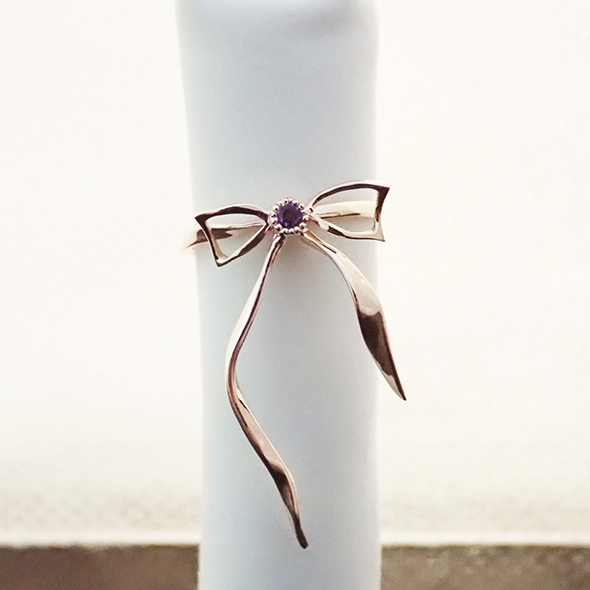 赤いリボンの約束ーアメジストバージョンー 全体図 K10ピンクゴールド アメジスト 写真6