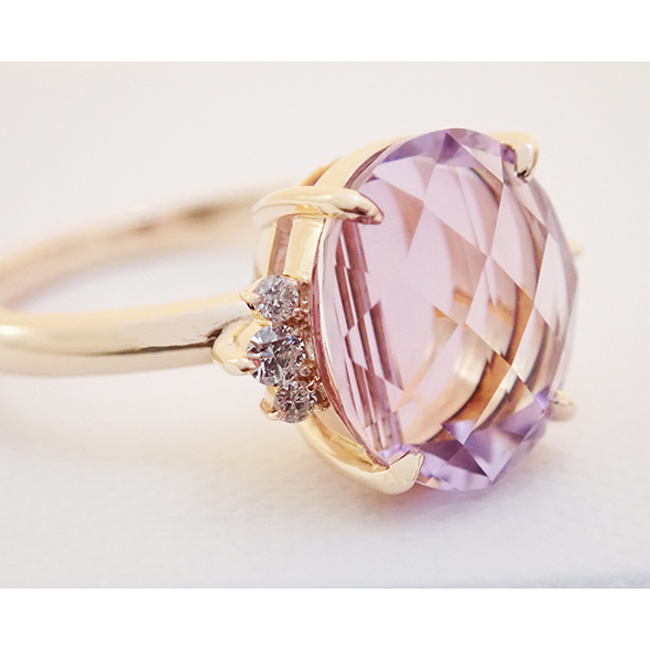 アメジストのリング 側面図 K18ピンクゴールド アメジスト ダイヤモンド 写真5