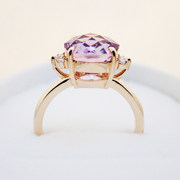アメジストのリング 側面図 K18ピンクゴールド アメジスト ダイヤモンド 写真3