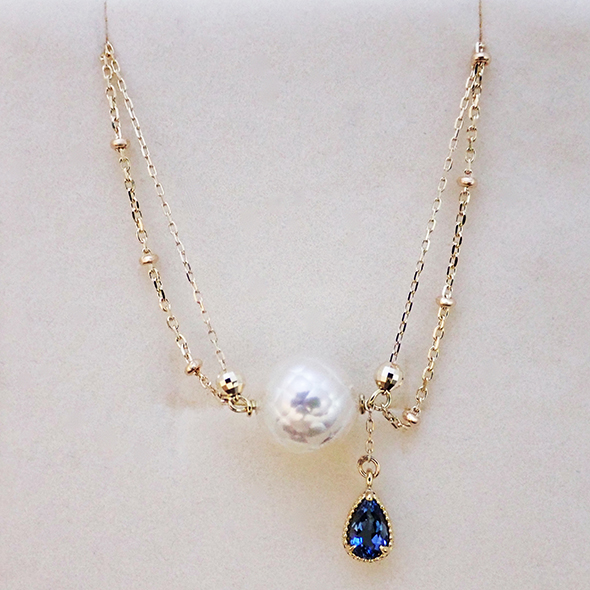 華真珠とアクアマリンの2連ブレスレット